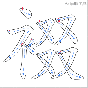 “「裰」的筆順”