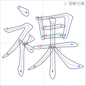 “「裸」的筆順”