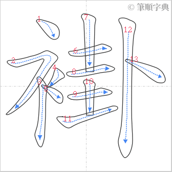 “「褂」的筆順”