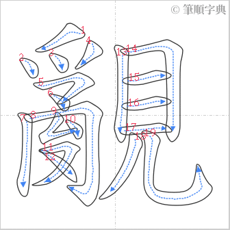 “「覶」的筆順”