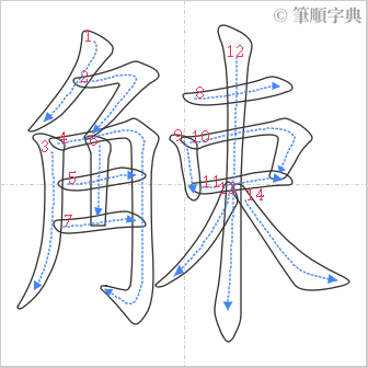 “「觫」的筆順”