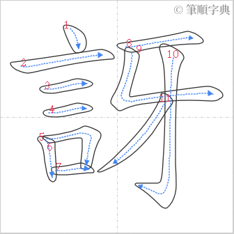 “「訝」的筆順”