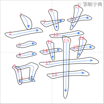 “「譁」的筆順”