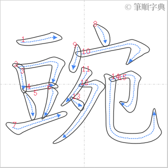 “「豌」的筆順”