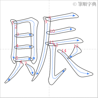 “「賑」的筆順”