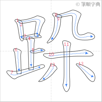 “「跺」的筆順”