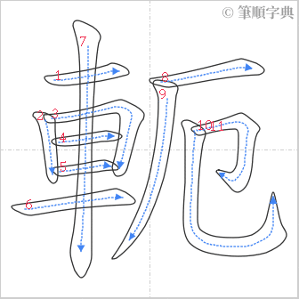 “「軛」的筆順”