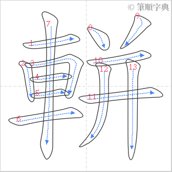 “「軿」的筆順”