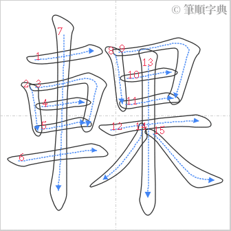 “「輠」的筆順”