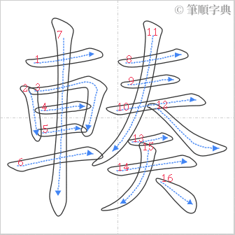 “「輳」的筆順”