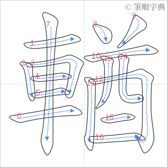 “「輶」的筆順”