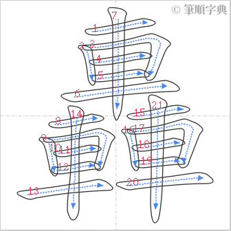 “「轟」的筆順”