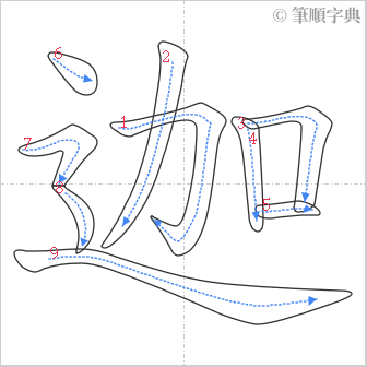 “「迦」的筆順”