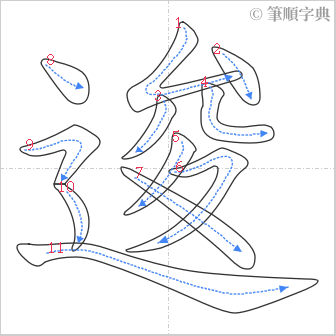 “「逡」的筆順”