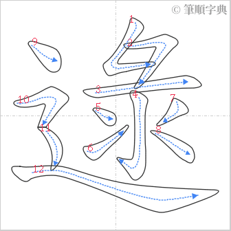 “「逯」的筆順”