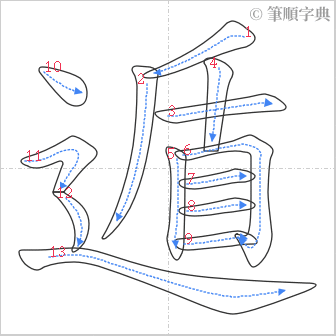 “「遁」的筆順”