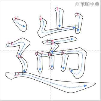 “「遄」的筆順”