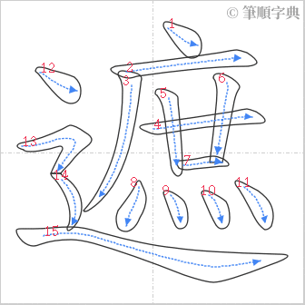 “「遮」的筆順”