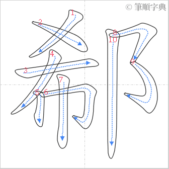 “「郗」的筆順”