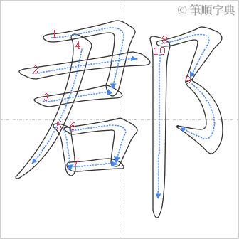 “「郡」的筆順”