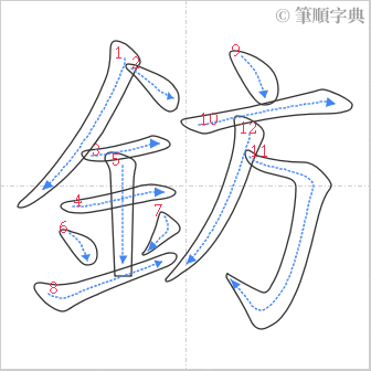 “「鈁」的筆順”