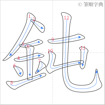 “「鈍」的筆順”