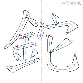 “「鉈」的筆順”