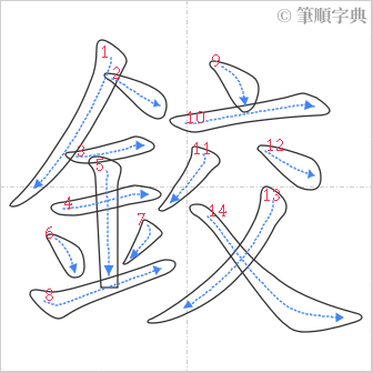 “「鉸」的筆順”