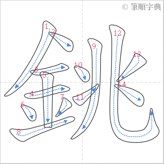 “「銚」的筆順”