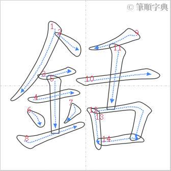 “「銛」的筆順”