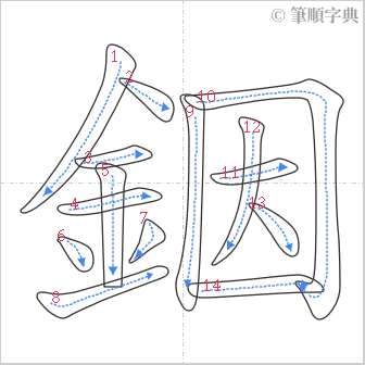 “「銦」的筆順”