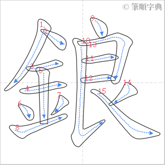 “「鋃」的筆順”