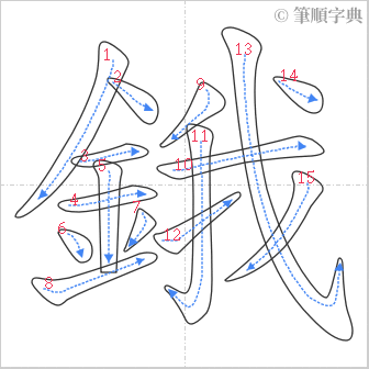 “「鋨」的筆順”