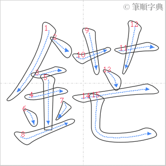 “「鋩」的筆順”