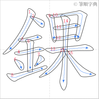 “「錁」的筆順”