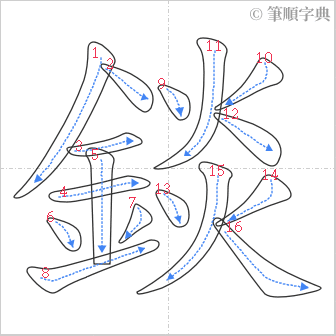 “「錟」的筆順”