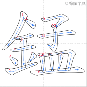 “「錳」的筆順”