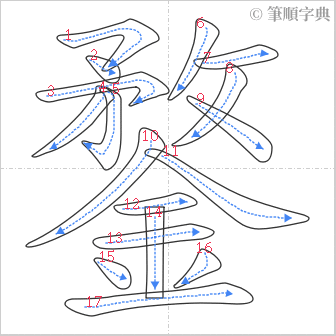 “「鍪」的筆順”