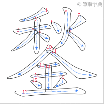 “「鍫」的筆順”