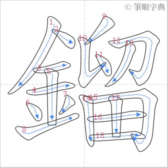 “「鎦」的筆順”