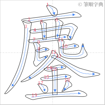 “「鏖」的筆順”