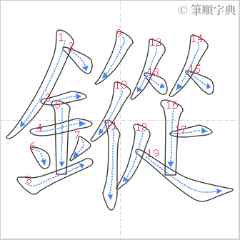 “「鏦」的筆順”