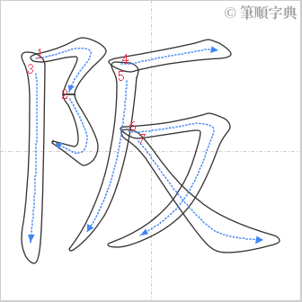 “「阪」的筆順”