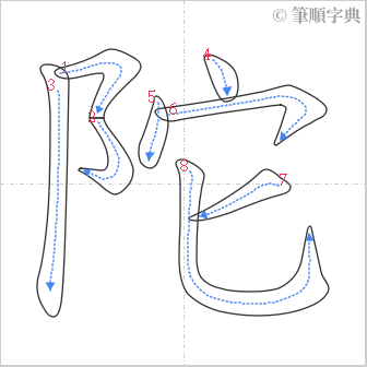 “「陀」的筆順”