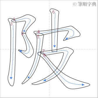 “「陂」的筆順”