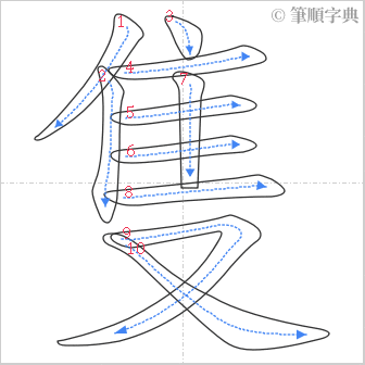 “「隻」的筆順”