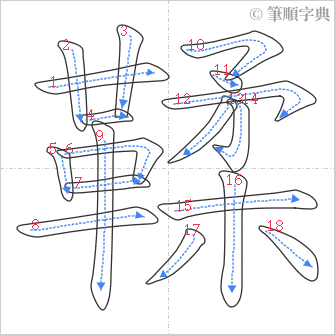 “「鞣」的筆順”