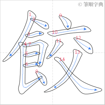 “「餃」的筆順”