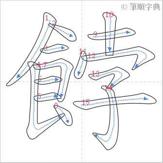 “「餑」的筆順”