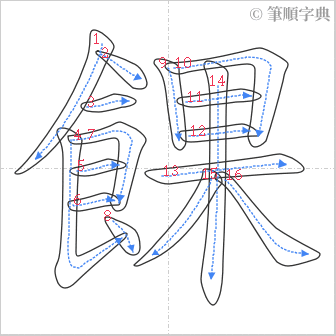 “「餜」的筆順”